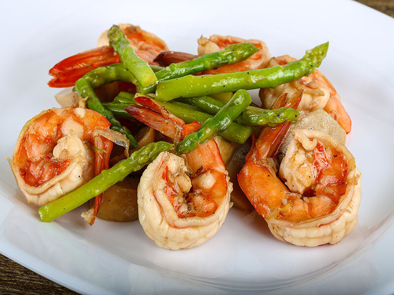 Meal Prep Of Shrimp And Asparagus