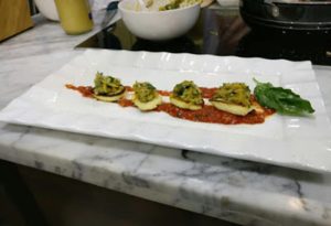 Ricotta chunks with zucchini salad